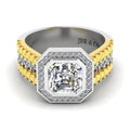 JBR Three Side Pave Asscher Cut Sterling Silver Ring - JBR Jeweler
