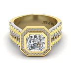 JBR Three Side Pave Asscher Cut Sterling Silver Ring - JBR Jeweler