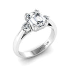 JBR Three Stone Emerald Cut Sterling Silver Promise Ring - JBR Jeweler