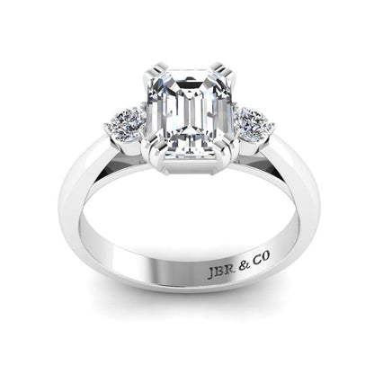 JBR Three Stone Emerald Cut Sterling Silver Promise Ring - JBR Jeweler