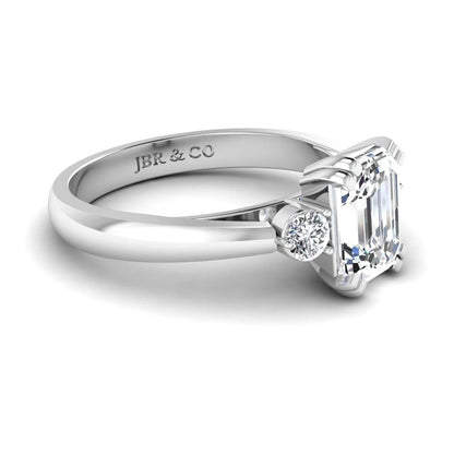 JBR Three Stone Emerald Cut Sterling Silver Promise Ring - JBR Jeweler