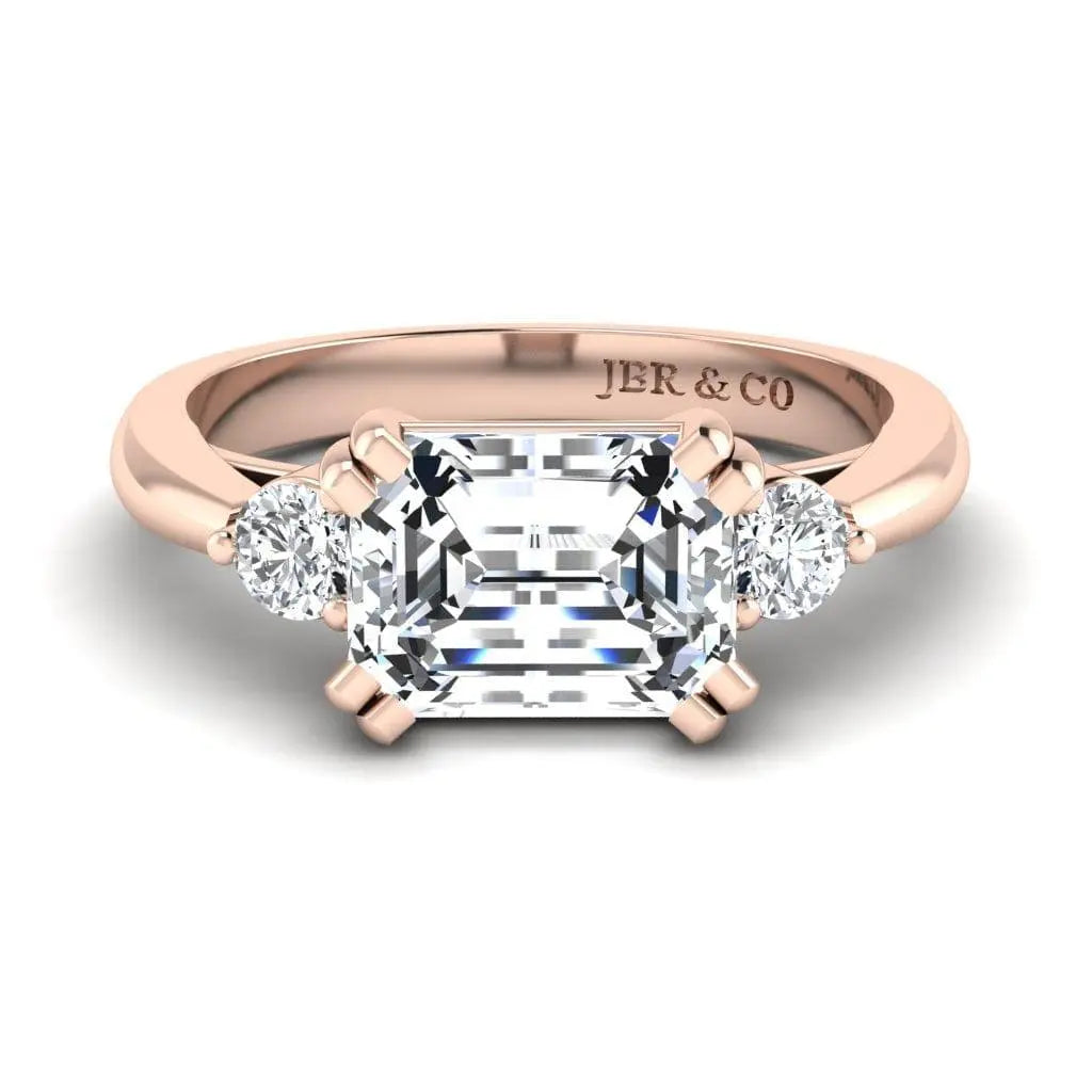 JBR Three Stone Emerald Diamond Sterling Silver Promise Ring - JBR Jeweler