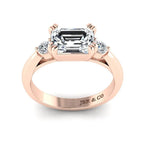 JBR Three Stone Emerald Diamond Sterling Silver Promise Ring - JBR Jeweler