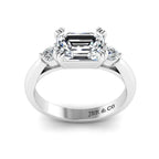 JBR Three Stone Emerald Diamond Sterling Silver Promise Ring - JBR Jeweler