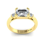 JBR Three Stone Emerald Diamond Sterling Silver Promise Ring - JBR Jeweler