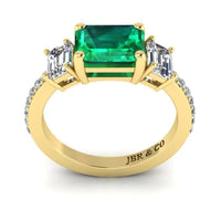 JBR Three Stone Emerald Sterling Silver Ring - JBR Jeweler