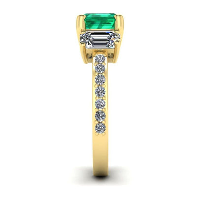 JBR Three Stone Emerald Sterling Silver Ring - JBR Jeweler