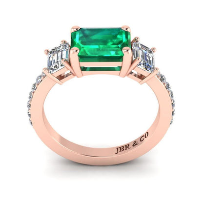 JBR Three Stone Emerald Sterling Silver Ring - JBR Jeweler