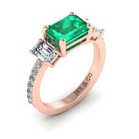 JBR Three Stone Emerald Sterling Silver Ring - JBR Jeweler