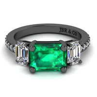 JBR Three Stone Emerald Sterling Silver Ring - JBR Jeweler