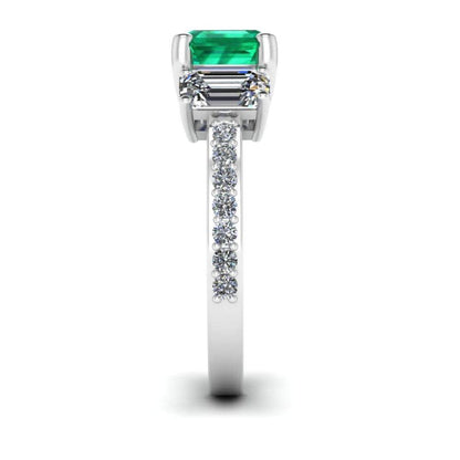 JBR Three Stone Emerald Sterling Silver Ring - JBR Jeweler