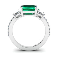 JBR Three Stone Emerald Sterling Silver Ring - JBR Jeweler