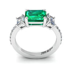 JBR Three Stone Emerald Sterling Silver Ring - JBR Jeweler