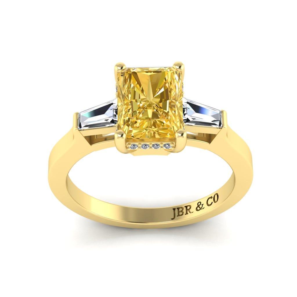 JBR Three Stone Intense Yellow Radiant Cut Sterling Silver Engagement Ring - JBR Jeweler