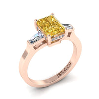 JBR Three Stone Intense Yellow Radiant Cut Sterling Silver Engagement Ring - JBR Jeweler