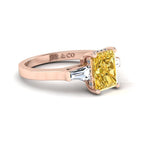 JBR Three Stone Intense Yellow Radiant Cut Sterling Silver Engagement Ring - JBR Jeweler