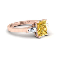 JBR Three Stone Intense Yellow Radiant Cut Sterling Silver Engagement Ring - JBR Jeweler