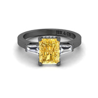 JBR Three Stone Intense Yellow Radiant Cut Sterling Silver Engagement Ring - JBR Jeweler