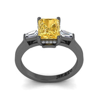 JBR Three Stone Intense Yellow Radiant Cut Sterling Silver Engagement Ring - JBR Jeweler