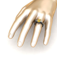 JBR Three Stone Intense Yellow Radiant Cut Sterling Silver Engagement Ring - JBR Jeweler