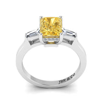 JBR Three Stone Intense Yellow Radiant Cut Sterling Silver Engagement Ring - JBR Jeweler