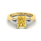 JBR Three Stone Intense Yellow Radiant Cut Sterling Silver Engagement Ring - JBR Jeweler