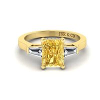 JBR Three Stone Intense Yellow Radiant Cut Sterling Silver Engagement Ring - JBR Jeweler