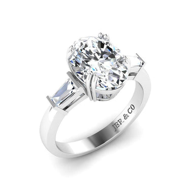 JBR Three Stone Oval Cut Sterling Silver Promise Ring - JBR Jeweler