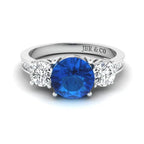 JBR Three Stone Round Cut Sterling Silver Sapphire Ring - JBR Jeweler