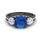 JBR Three Stone Round Cut Sterling Silver Sapphire Ring - JBR Jeweler