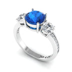 JBR Three Stone Round Cut Sterling Silver Sapphire Ring - JBR Jeweler