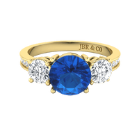 JBR Three Stone Round Cut Sterling Silver Sapphire Ring - JBR Jeweler