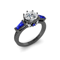 JBR Three Stone Sapphire Round Cut Sterling Silver Ring - JBR Jeweler