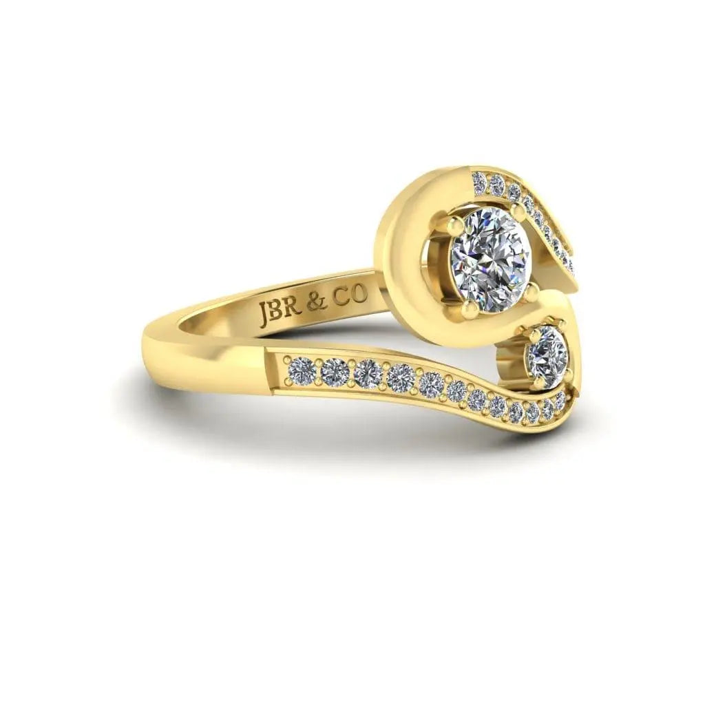 JBR Together Crossover Round Cut Sterling Silver Promise Ring - JBR Jeweler