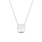 JBR Tree Of Life Disc Sterling Silver Chain Pendant Necklace - JBR Jeweler