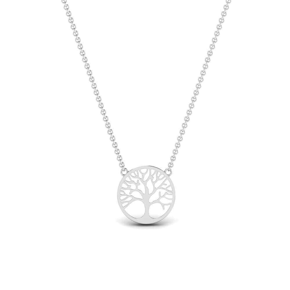 JBR Tree Of Life Disc Sterling Silver Chain Pendant Necklace - JBR Jeweler