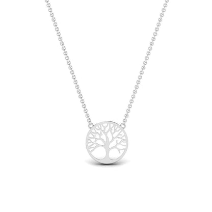 JBR Tree Of Life Disc Sterling Silver Chain Pendant Necklace - JBR Jeweler