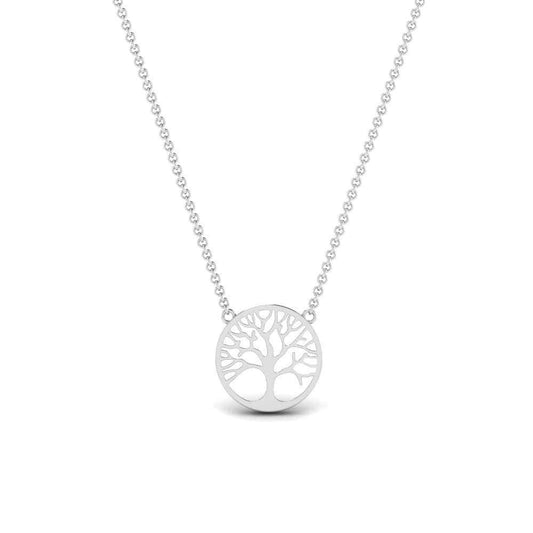 JBR Tree Of Life Disc Sterling Silver Chain Pendant Necklace - JBR Jeweler