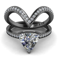 JBR Jeweler Silver Ring 3 / Silver Black Rhodium Plated JBR Trillion Cut Sterling Silver Ring Set