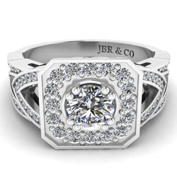 JBR Twist Halo Round Cut Sterling Silver Wedding Ring - JBR Jeweler