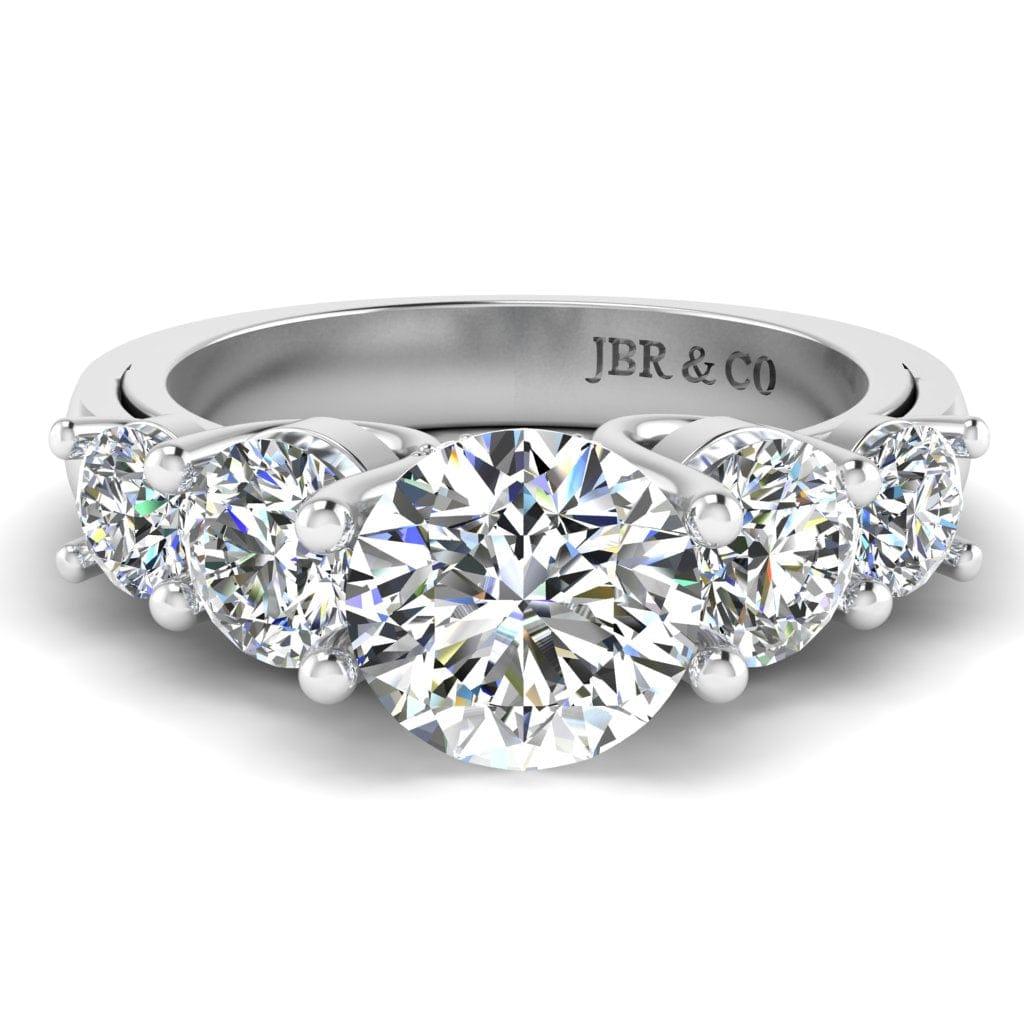 JBR Twist Prong Five Stone Round Cut Sterling Silver Ring - JBR Jeweler