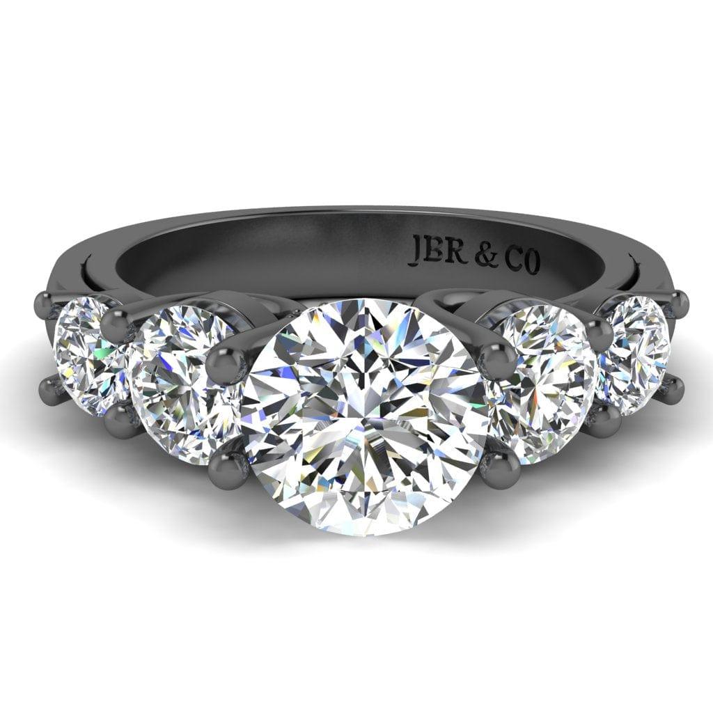 JBR Twist Prong Five Stone Round Cut Sterling Silver Ring - JBR Jeweler