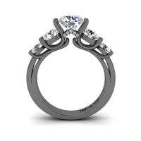 JBR Twist Prong Five Stone Round Cut Sterling Silver Ring - JBR Jeweler