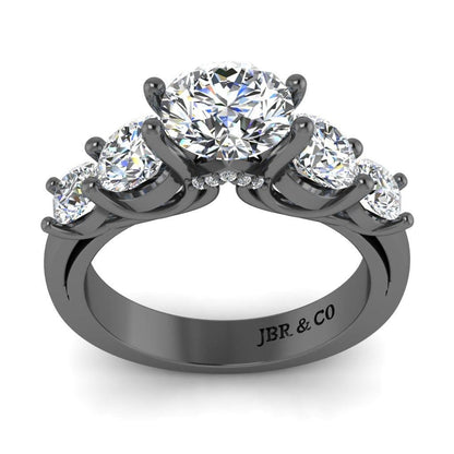 JBR Twist Prong Five Stone Round Cut Sterling Silver Ring - JBR Jeweler