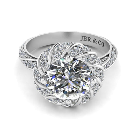 JBR Twisted Solitaire Modern Round Cut Engagement Ring In Sterling Silver - JBR Jeweler