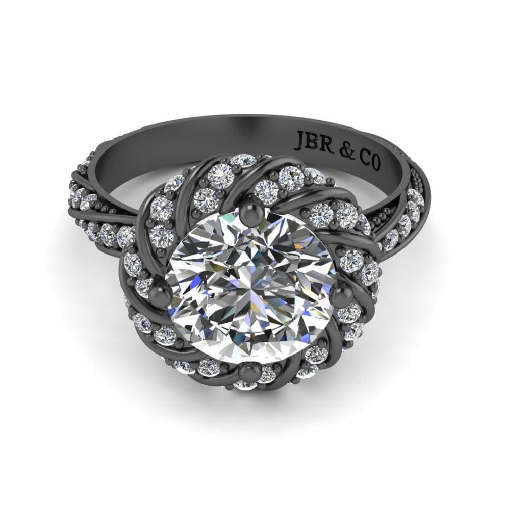 JBR Twisted Solitaire Modern Round Cut Engagement Ring In Sterling Silver - JBR Jeweler