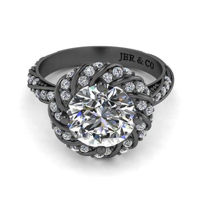 JBR Twisted Solitaire Modern Round Cut Engagement Ring In Sterling Silver - JBR Jeweler