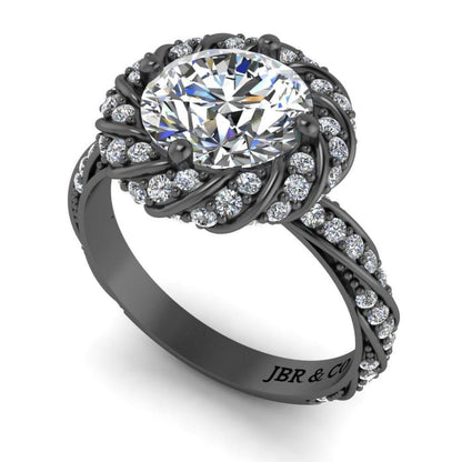 JBR Twisted Solitaire Modern Round Cut Engagement Ring In Sterling Silver - JBR Jeweler