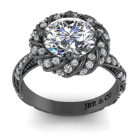 JBR Twisted Solitaire Modern Round Cut Engagement Ring In Sterling Silver - JBR Jeweler