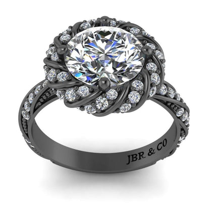 JBR Twisted Solitaire Modern Round Cut Engagement Ring In Sterling Silver - JBR Jeweler